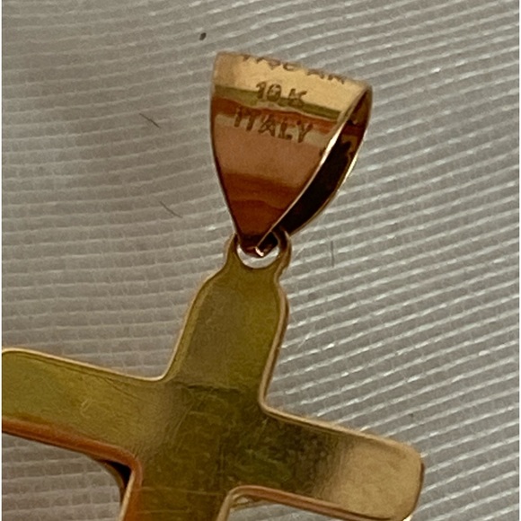 10K YELLOW GOLD Jesus on crucifix cross pendant REAL GOLD 1” - Picture 8 of 10